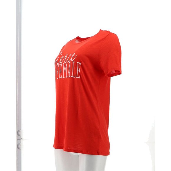 NWT ALL WORTHY HUNTER MCGRADY "FIERCE FEMALE" SCREEN PRINTED TEE BRIGHT RED XXS - Picture 2 of 12
